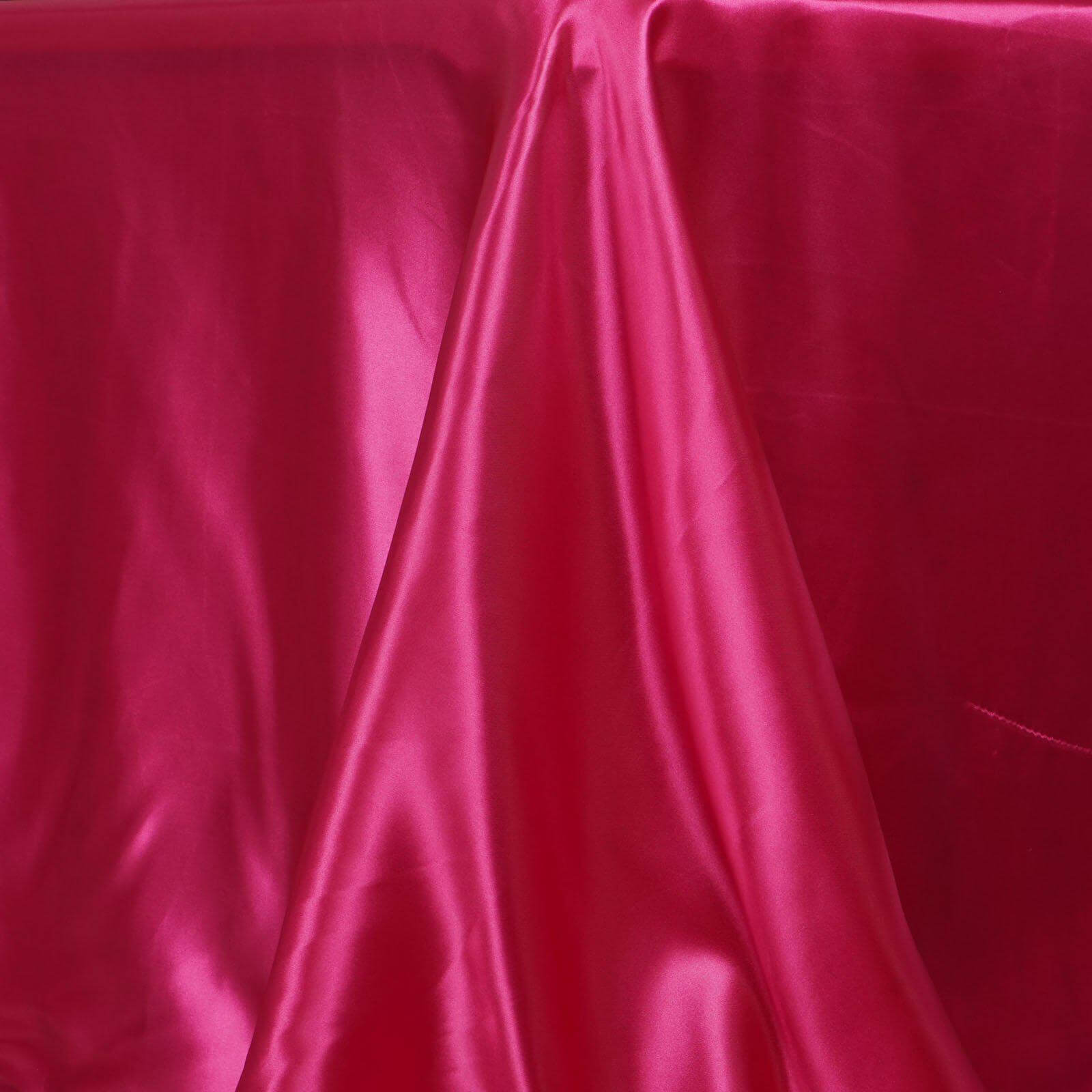 Satin Rectangular 90"x132" Tablecloth Fuchsia - Seamless Table Cover - Linen Luxes