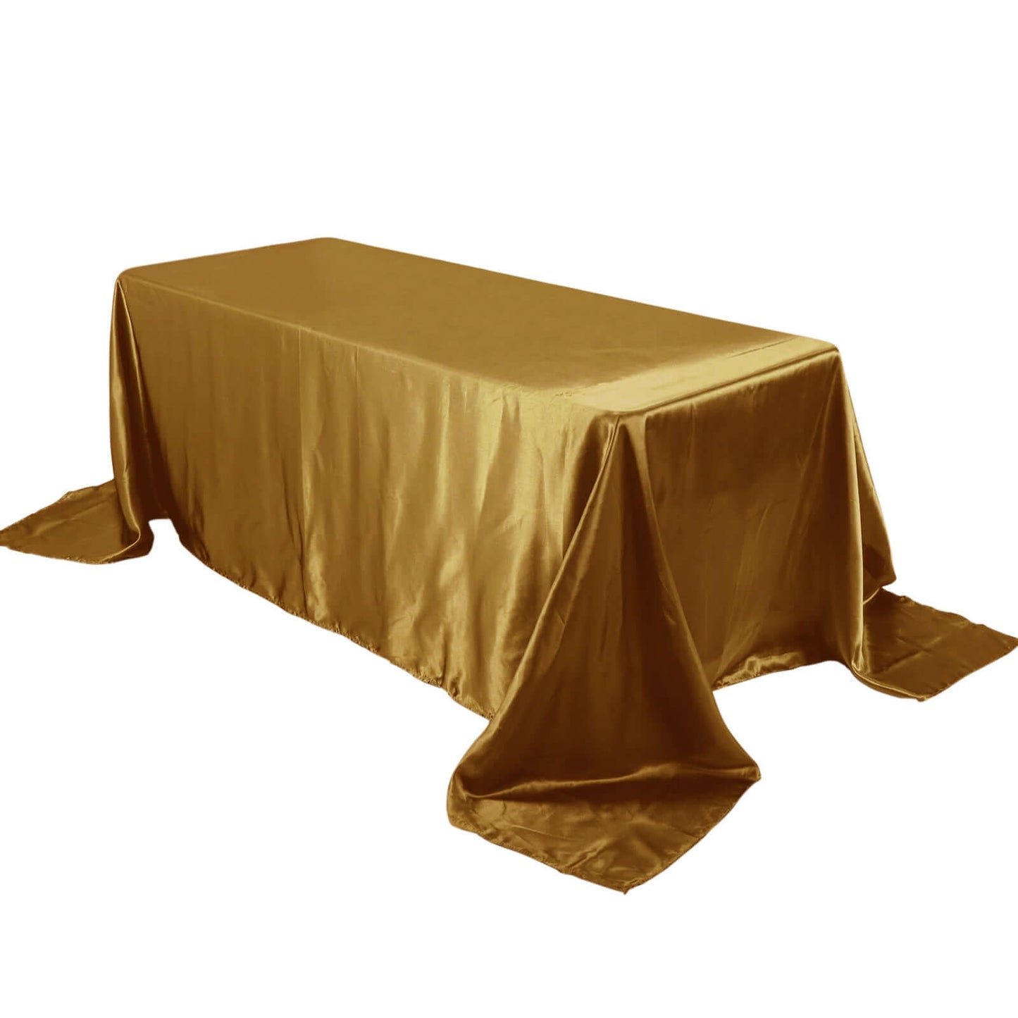 Satin Rectangular 90"x132" Tablecloth Gold - Seamless Stylish Table Cover for Weddings and Parties - Linen Luxes