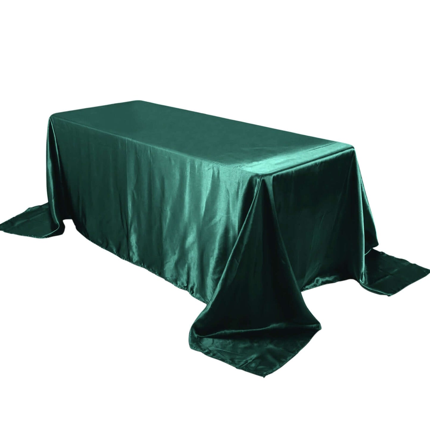 Satin Rectangular 90"x132" Tablecloth Hunter Emerald Green - Seamless Table Cover - Linen Luxes