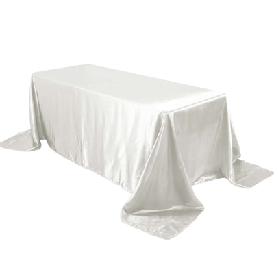 Satin Rectangular 90"x132" Tablecloth Ivory - Seamless Table Cover - Linen Luxes
