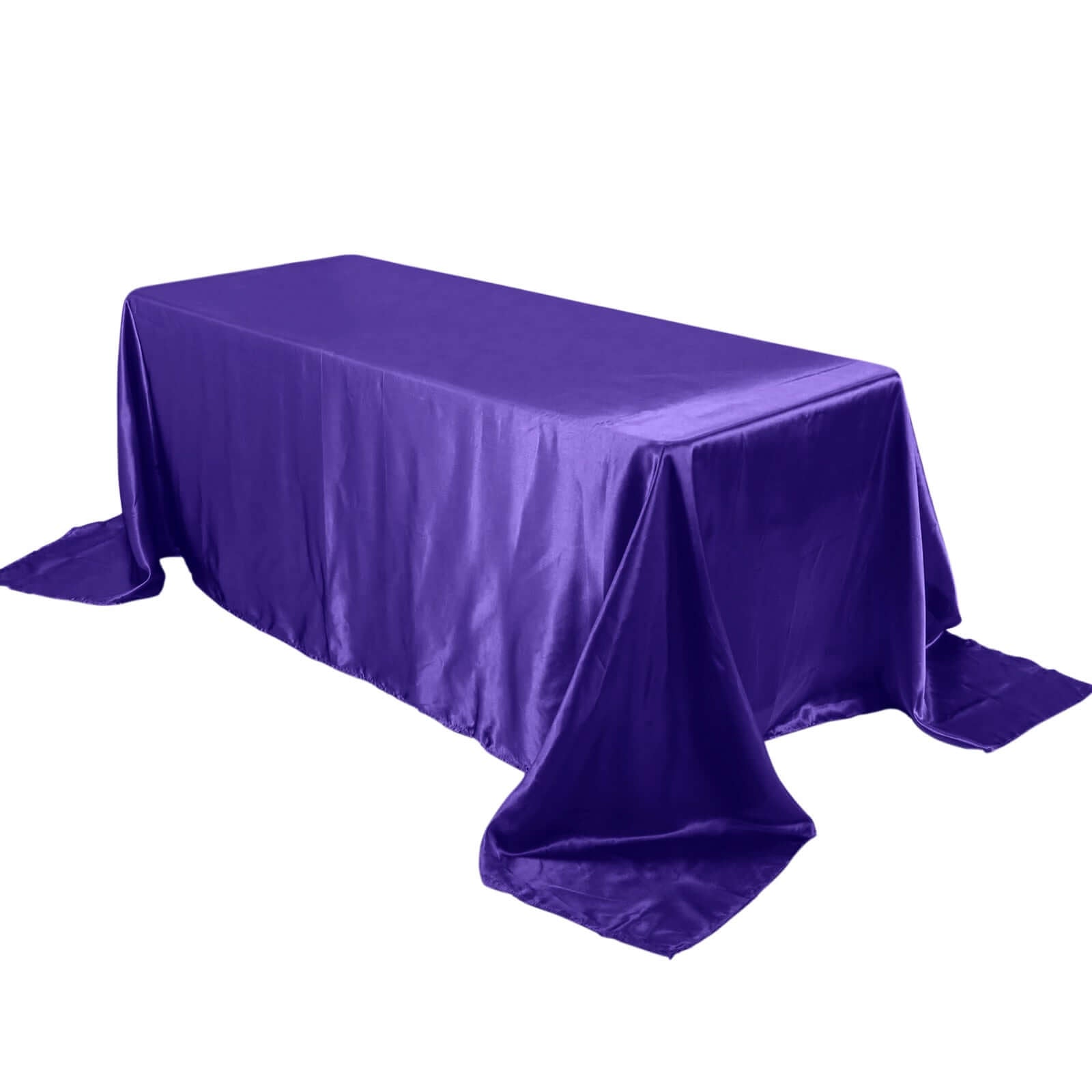 Satin Rectangular 90"x132" Tablecloth Purple - Seamless Table Cover - Linen Luxes