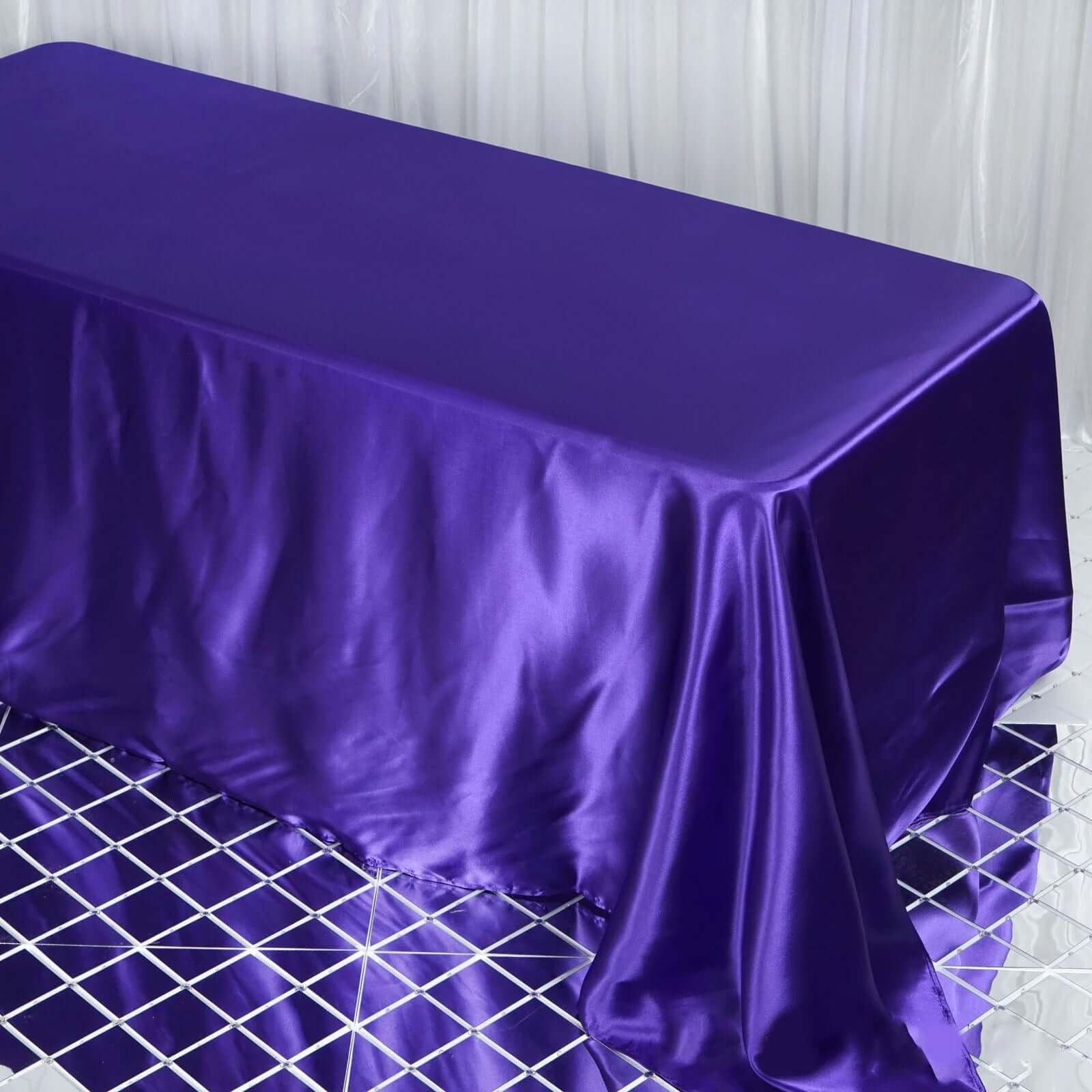 Satin Rectangular 90"x132" Tablecloth Purple - Seamless Table Cover - Linen Luxes