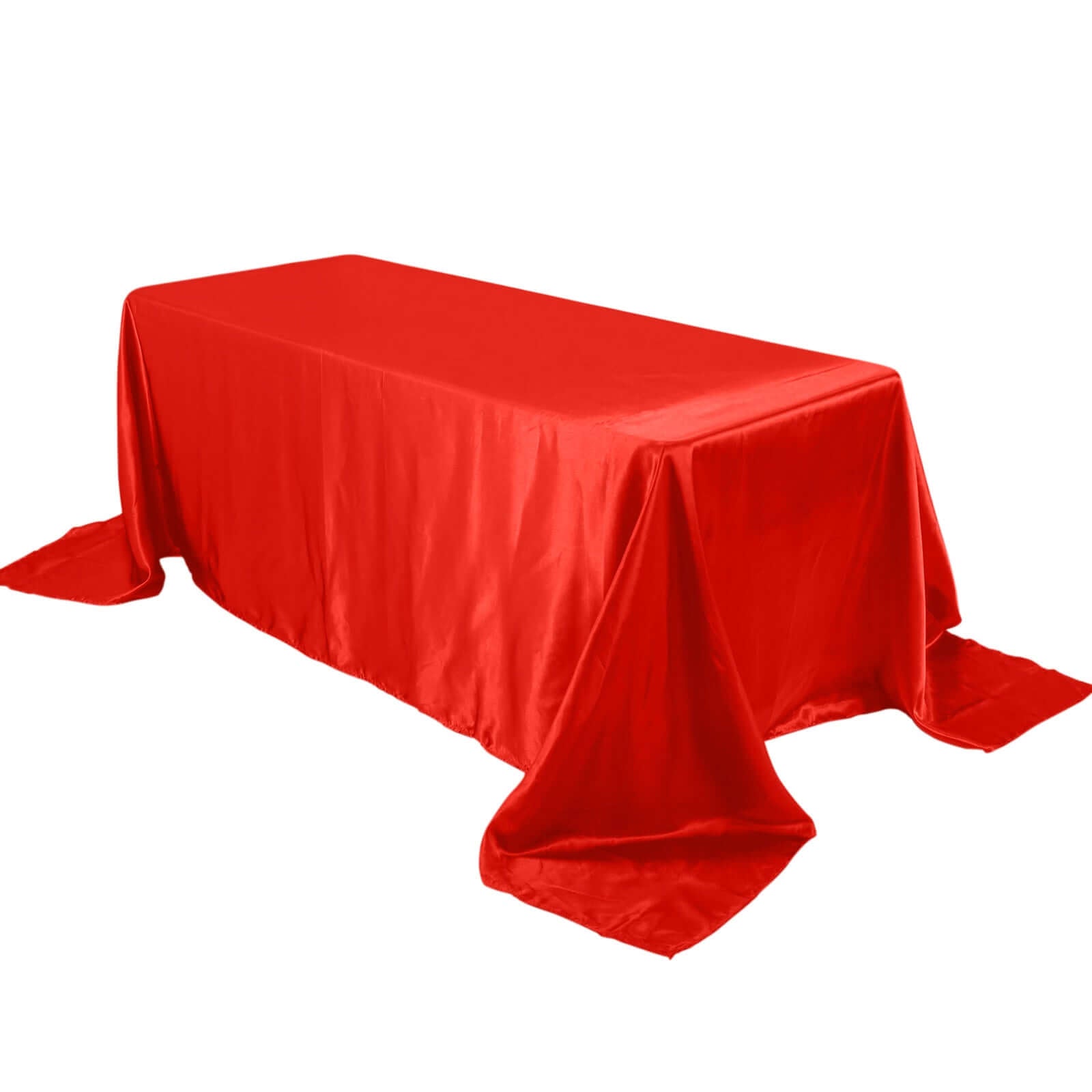 Satin Rectangular 90"x132" Tablecloth Red - Seamless Table Cover - Linen Luxes