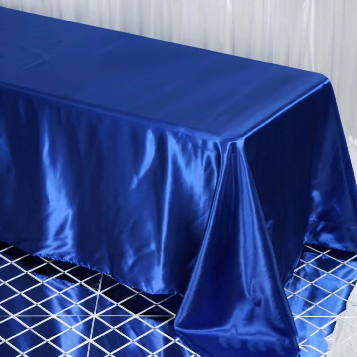 Satin Rectangular 90"x132" Tablecloth Royal Blue - Seamless Table Cover - Linen Luxes