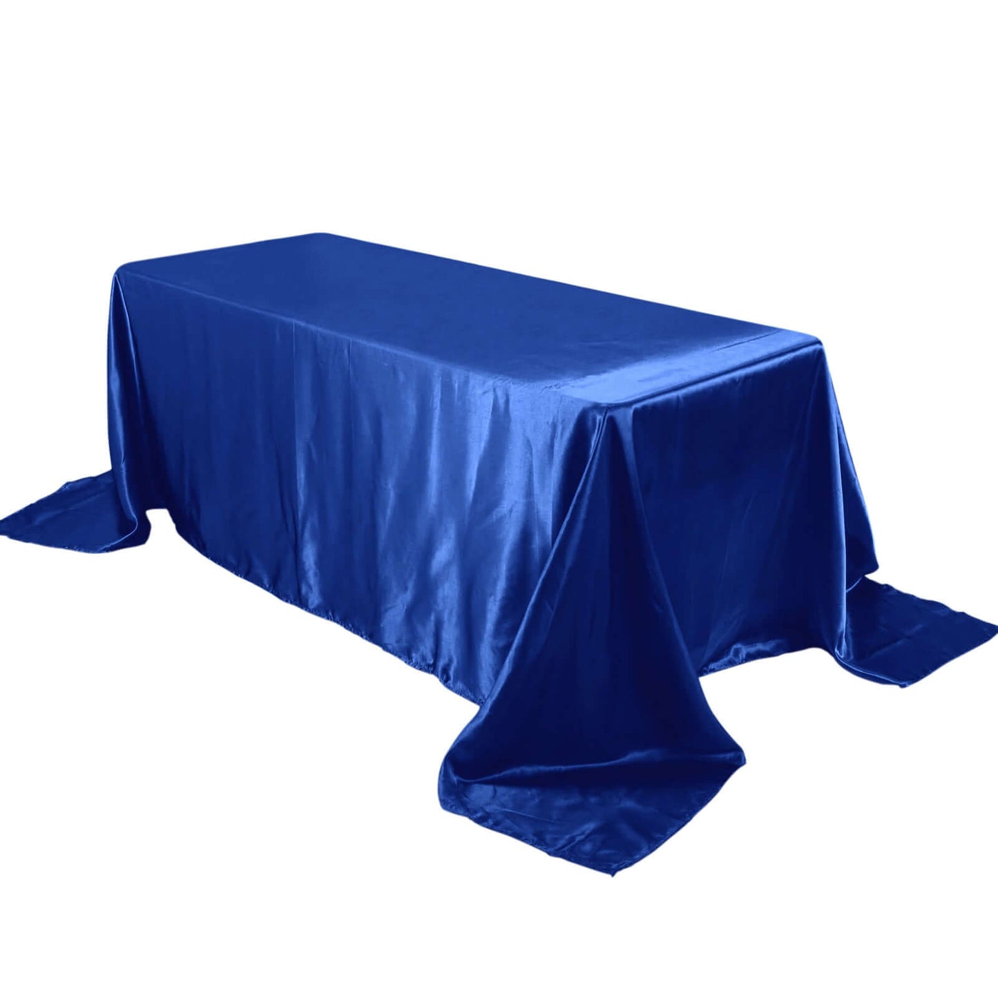 Satin Rectangular 90"x132" Tablecloth Royal Blue - Seamless Table Cover - Linen Luxes