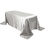Satin Rectangular 90"x132" Tablecloth Silver - Seamless Table Cover - Linen Luxes