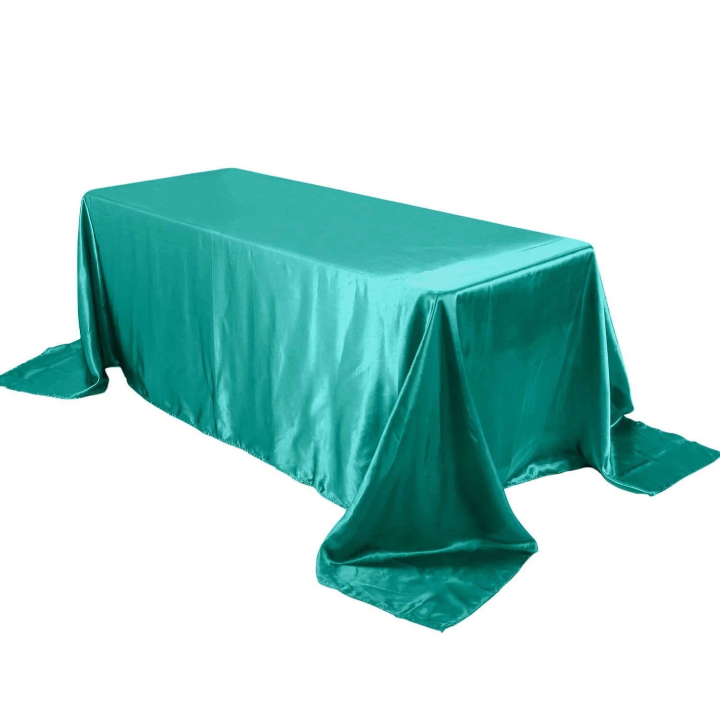 Satin Rectangular 90"x132" Tablecloth Turquoise - Seamless Table Cover - Linen Luxes