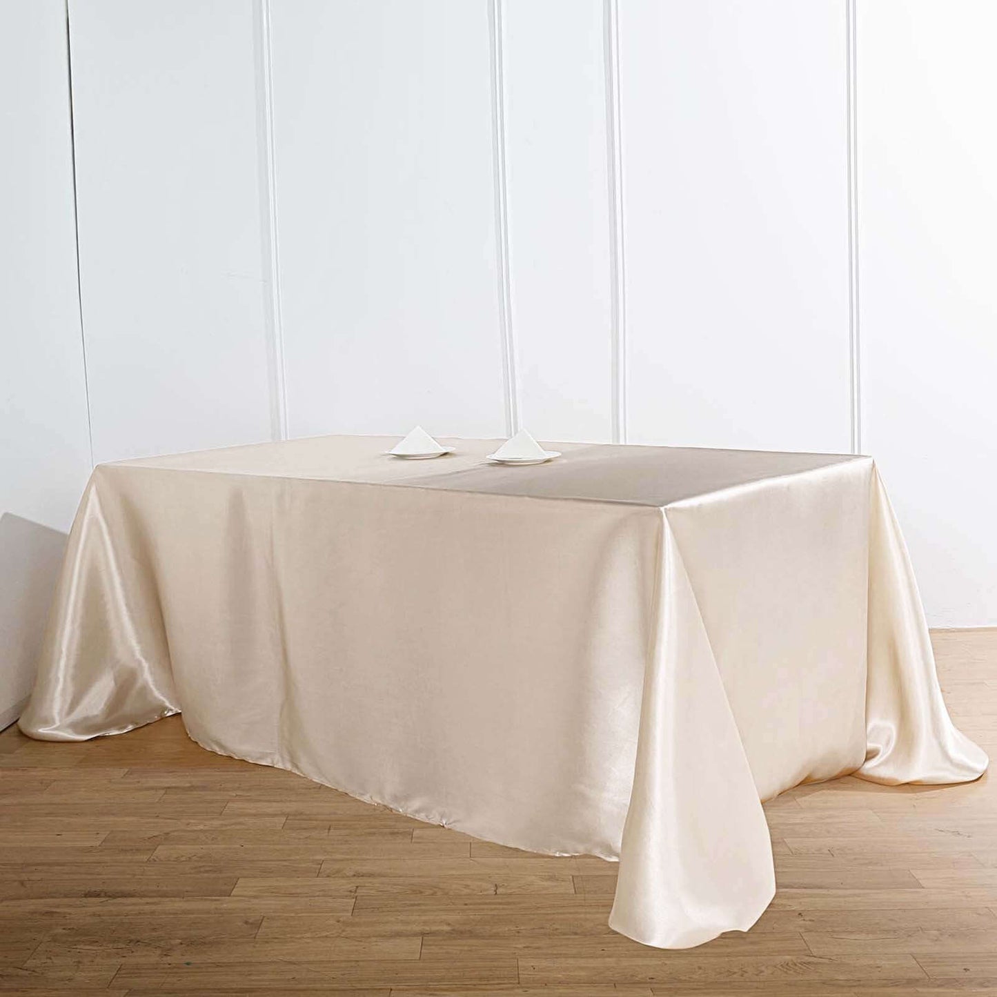 Satin Rectangular 90"x156" Tablecloth Beige - Seamless Table Cover - Linen Luxes