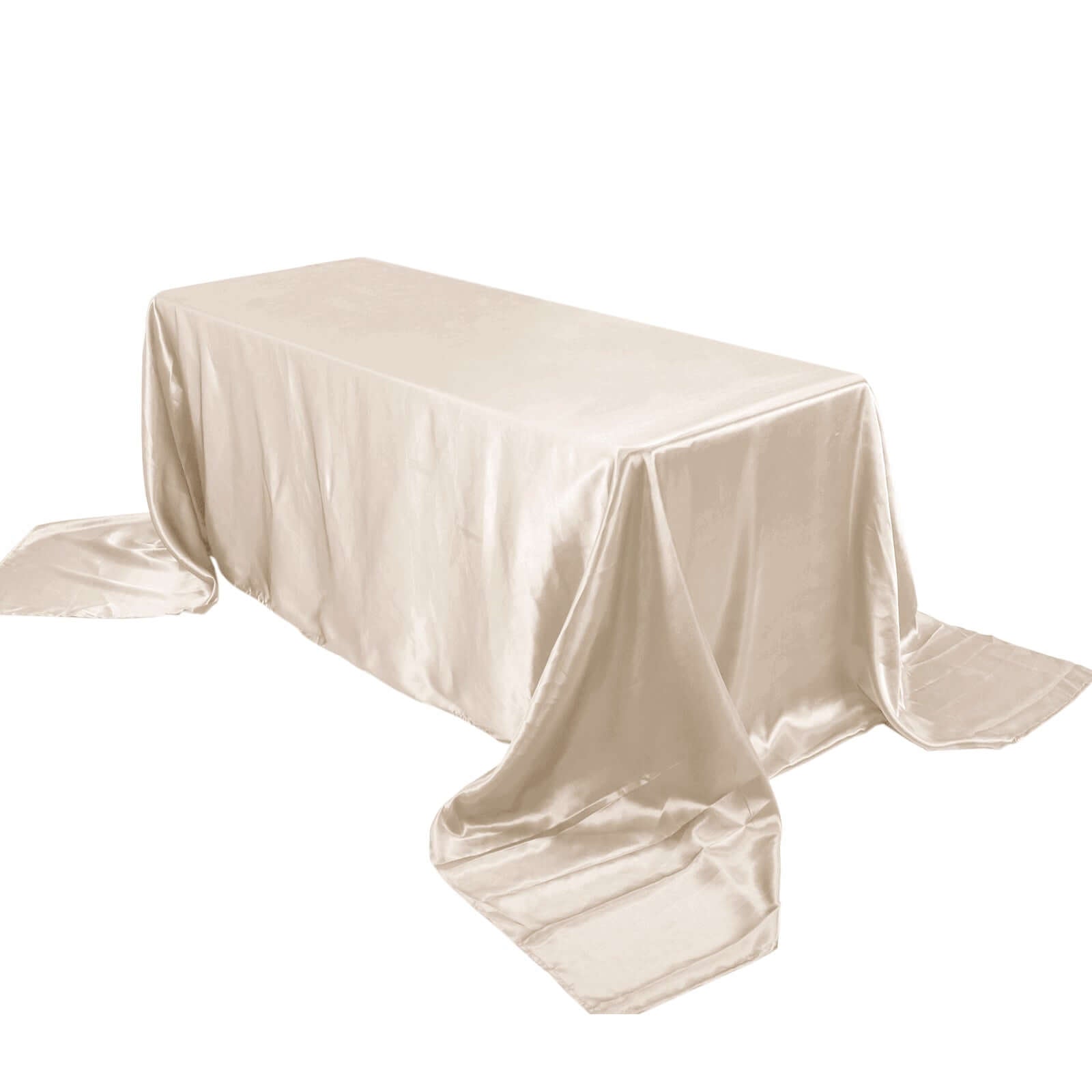 Satin Rectangular 90"x156" Tablecloth Beige - Seamless Table Cover - Linen Luxes