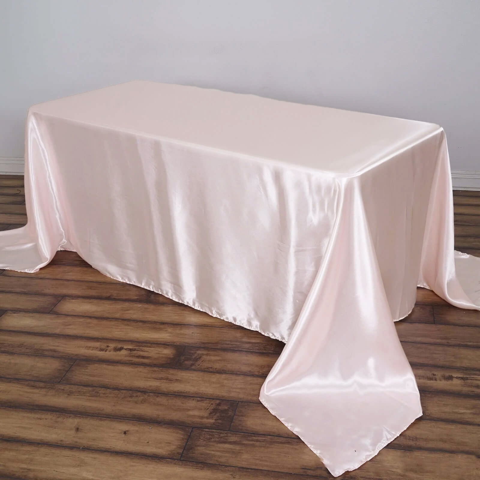 Satin Rectangular 90"x156" Tablecloth Blush - Seamless Table Cover - Linen Luxes