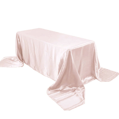 Satin Rectangular 90"x156" Tablecloth Blush - Seamless Table Cover - Linen Luxes
