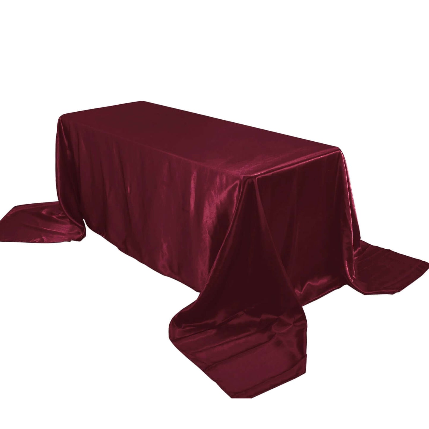 Satin Rectangular 90"x156" Tablecloth Burgundy - Seamless Table Cover - Linen Luxes