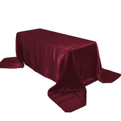 Satin Rectangular 90"x156" Tablecloth Burgundy - Seamless Table Cover - Linen Luxes