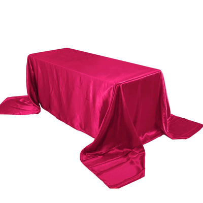 Satin Rectangular 90"x156" Tablecloth Fuchsia - Seamless Table Cover - Linen Luxes
