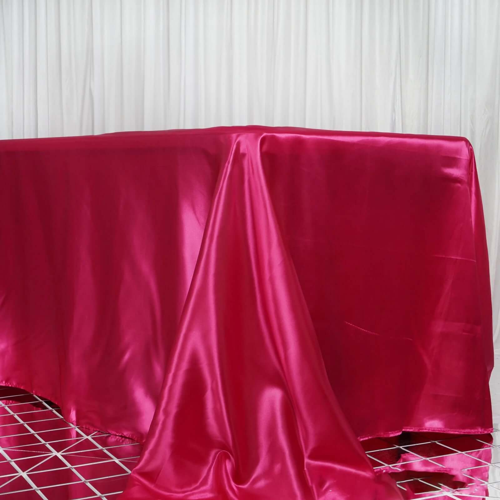 Satin Rectangular 90"x156" Tablecloth Fuchsia - Seamless Table Cover - Linen Luxes