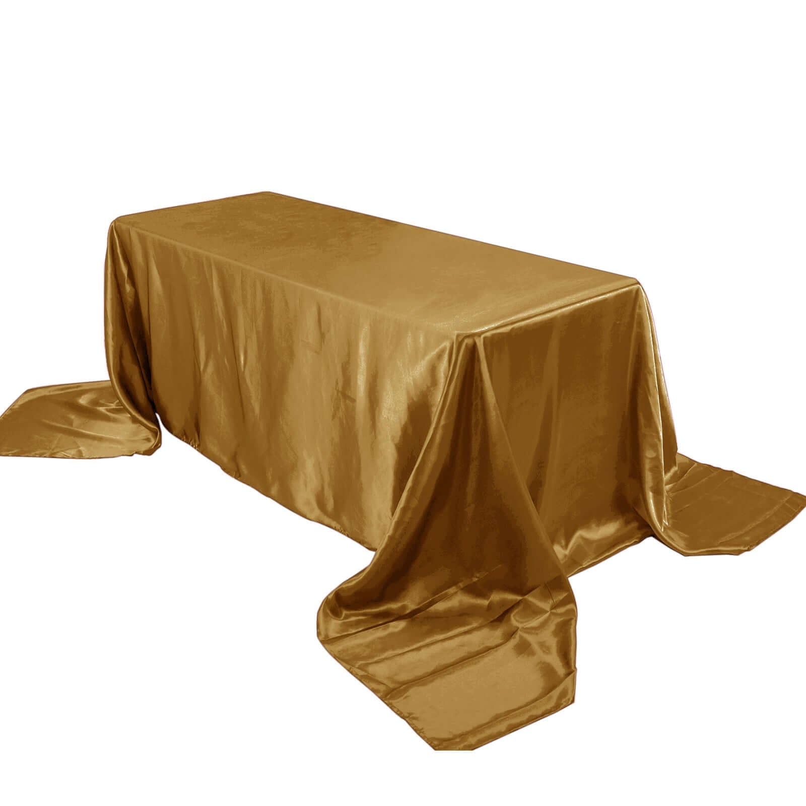 Satin Rectangular 90"x156" Tablecloth Gold - Seamless Stylish Table Cover for Wedding & Event Decoration - Linen Luxes