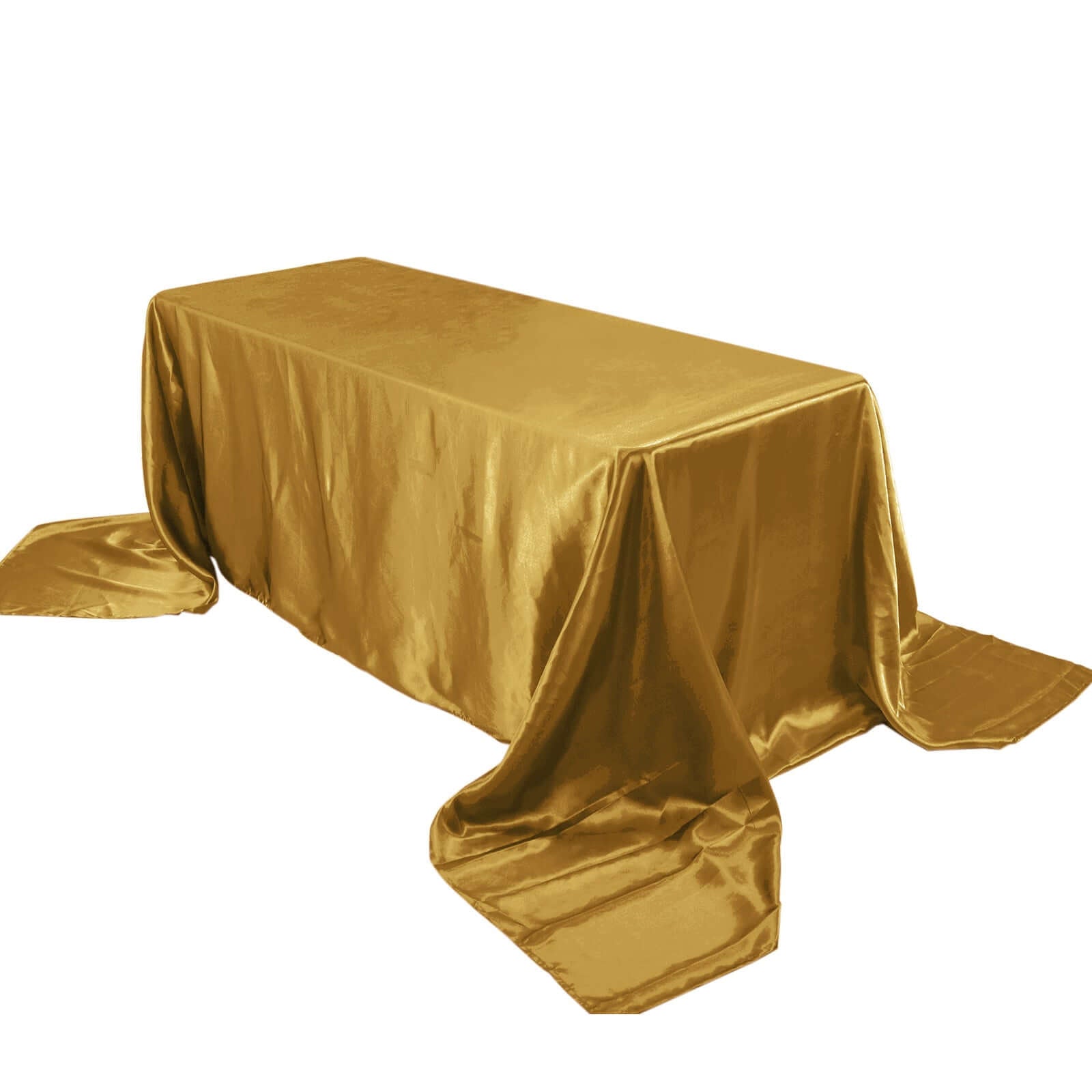 Satin Rectangular 90"x156" Tablecloth Gold - Seamless Stylish Table Cover for Wedding & Event Decoration - Linen Luxes