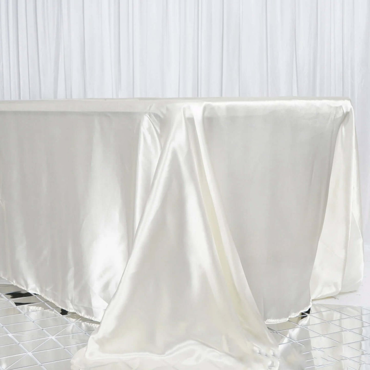 Satin Rectangular 90"x156" Tablecloth Ivory - Seamless Table Cover - Linen Luxes