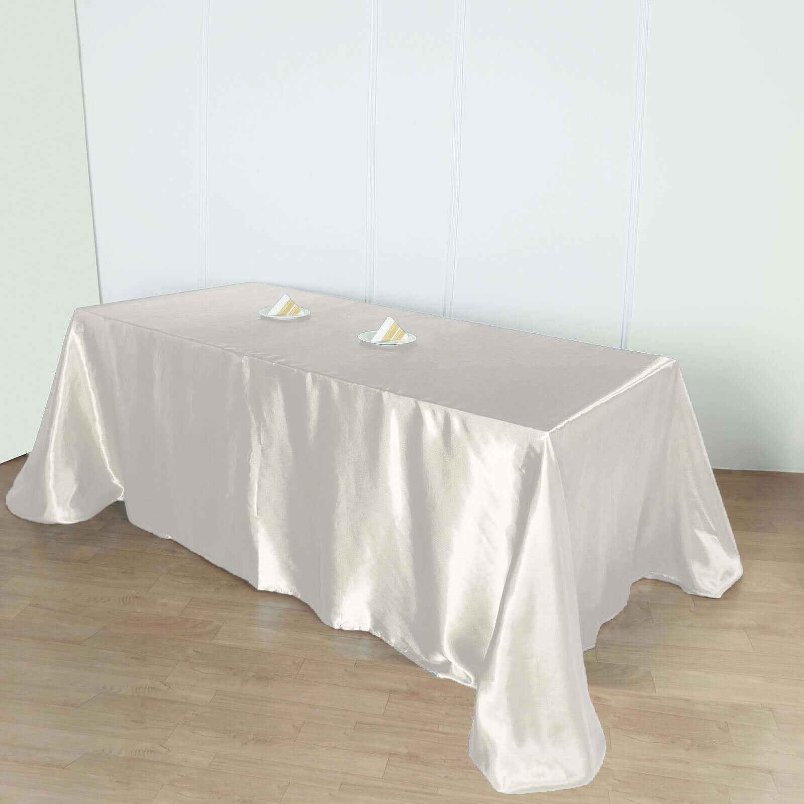 Satin Rectangular 90"x156" Tablecloth Ivory - Seamless Table Cover - Linen Luxes