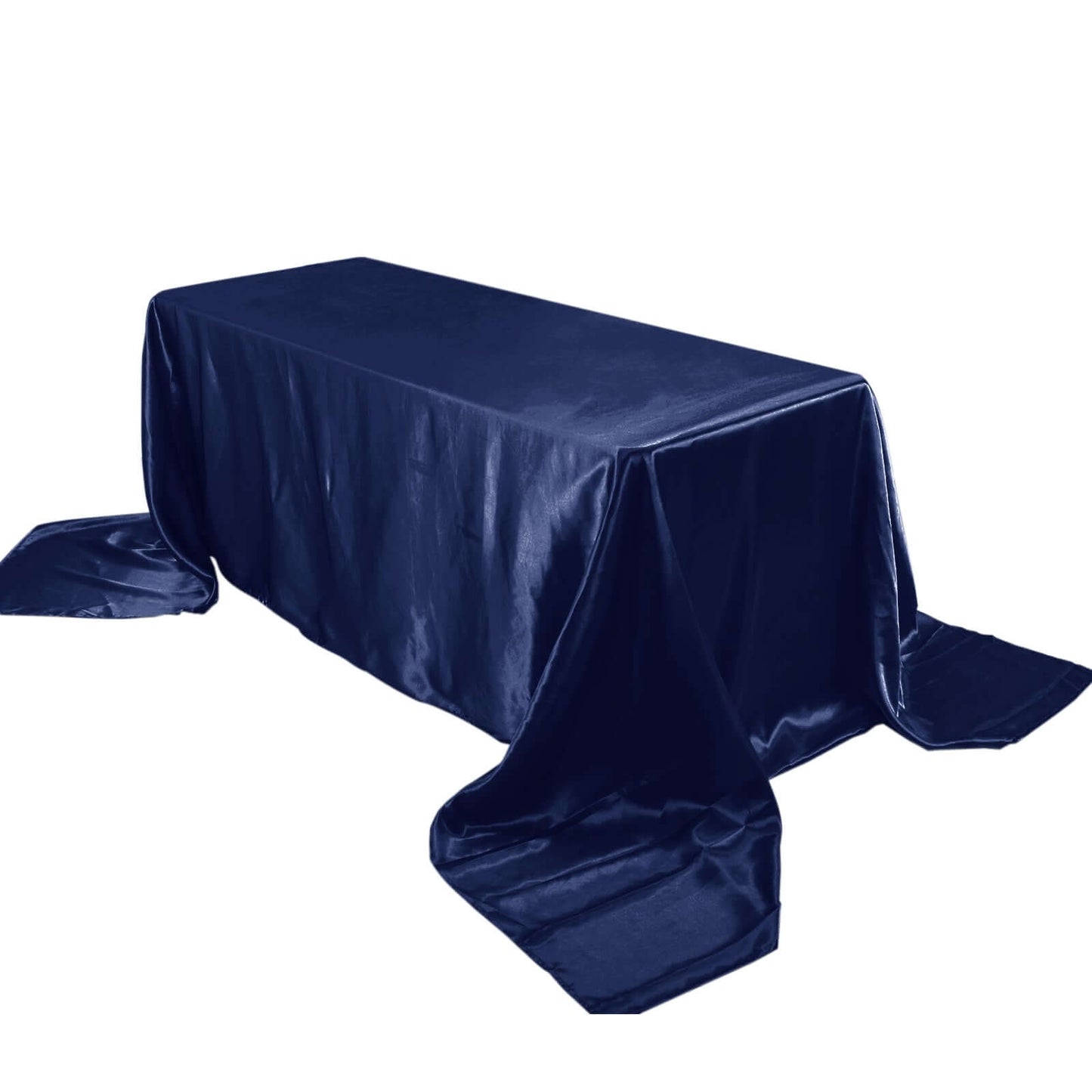Satin Rectangular 90"x156" Tablecloth Navy Blue - Seamless Table Cover - Linen Luxes