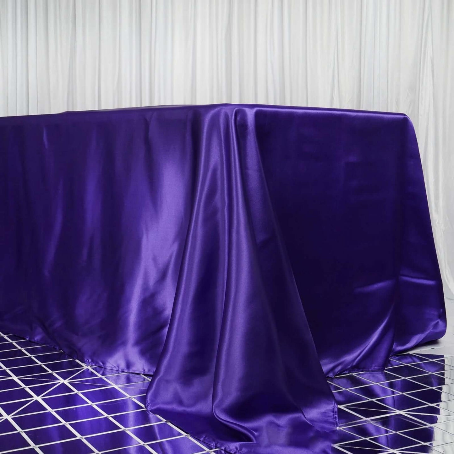 Satin Rectangular 90"x156" Tablecloth Purple - Seamless Table Cover - Linen Luxes