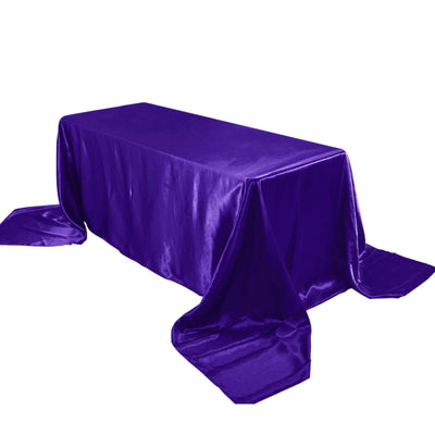 Satin Rectangular 90"x156" Tablecloth Purple - Seamless Table Cover - Linen Luxes