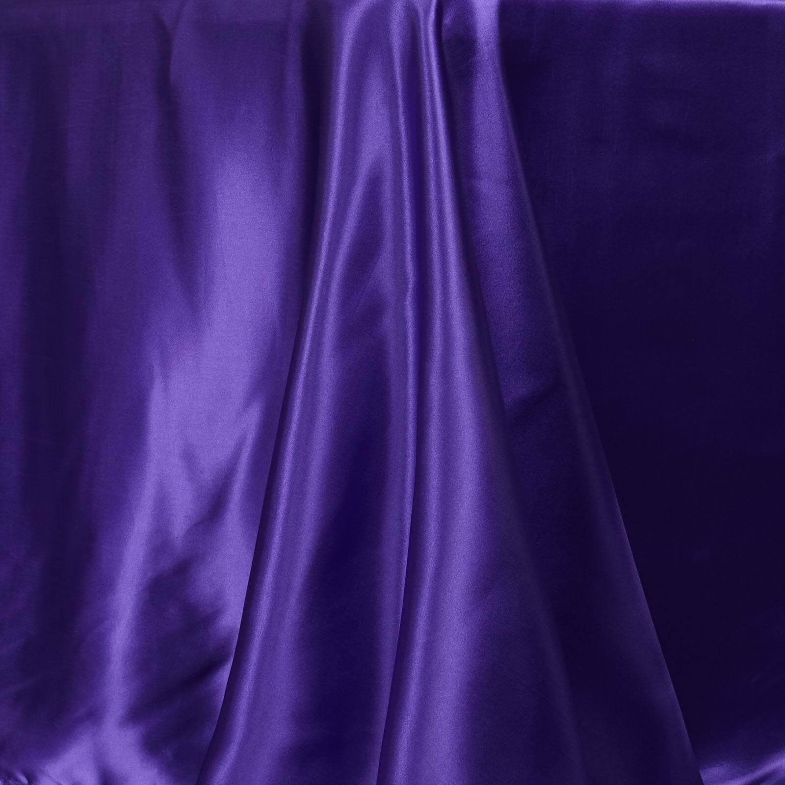 Satin Rectangular 90"x156" Tablecloth Purple - Seamless Table Cover - Linen Luxes