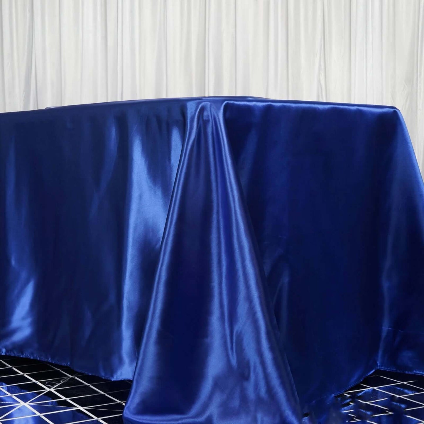Satin Rectangular 90"x156" Tablecloth Royal Blue - Seamless Table Cover - Linen Luxes
