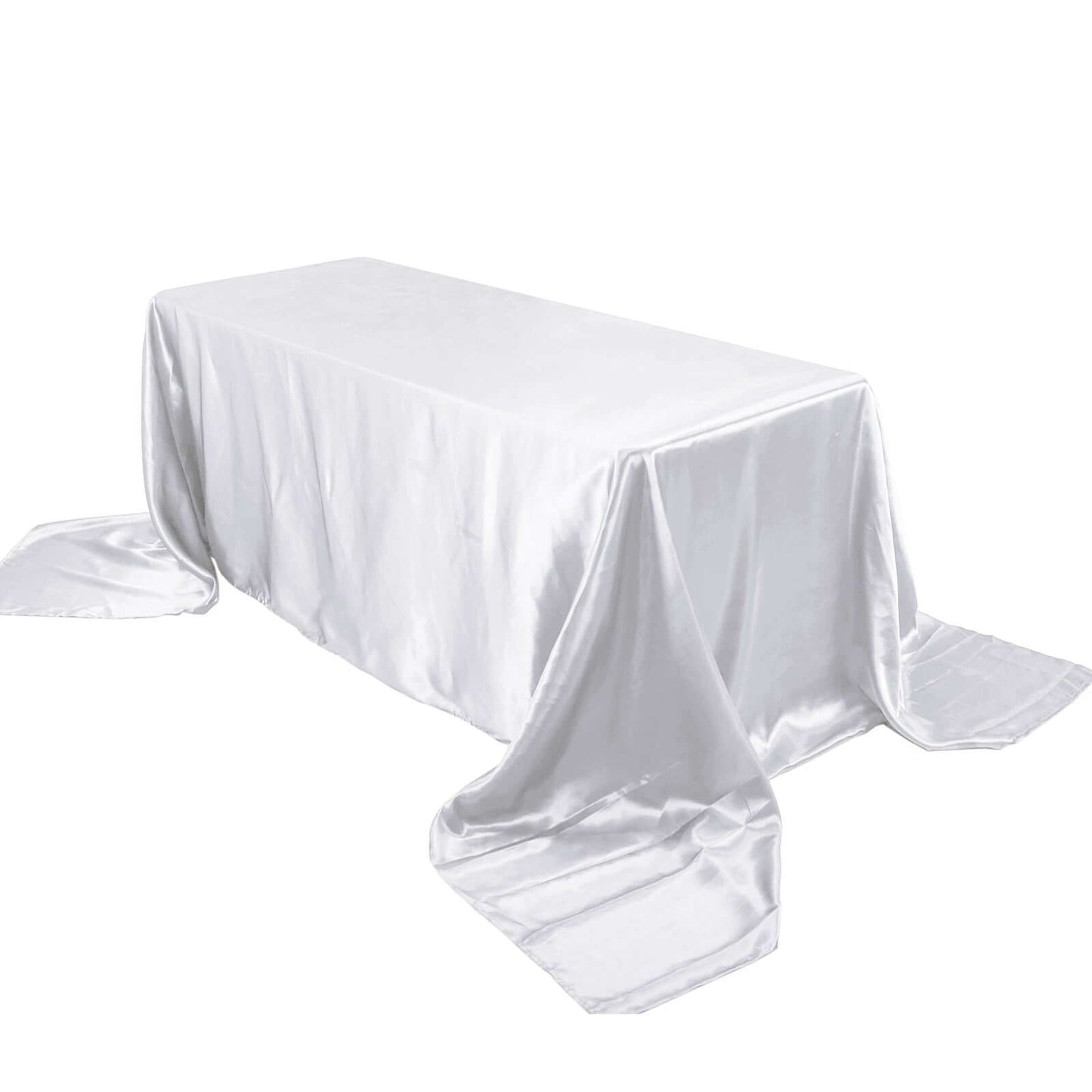 Satin Rectangular 90"x156" Tablecloth White - Seamless Stylish Table Cover for Wedding & Event Decoration - Linen Luxes