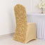 Satin Rosette Chair Cover for Banquet Chairs Champagne - Stretch Fitted Slip - On Slipcover - Linen Luxes