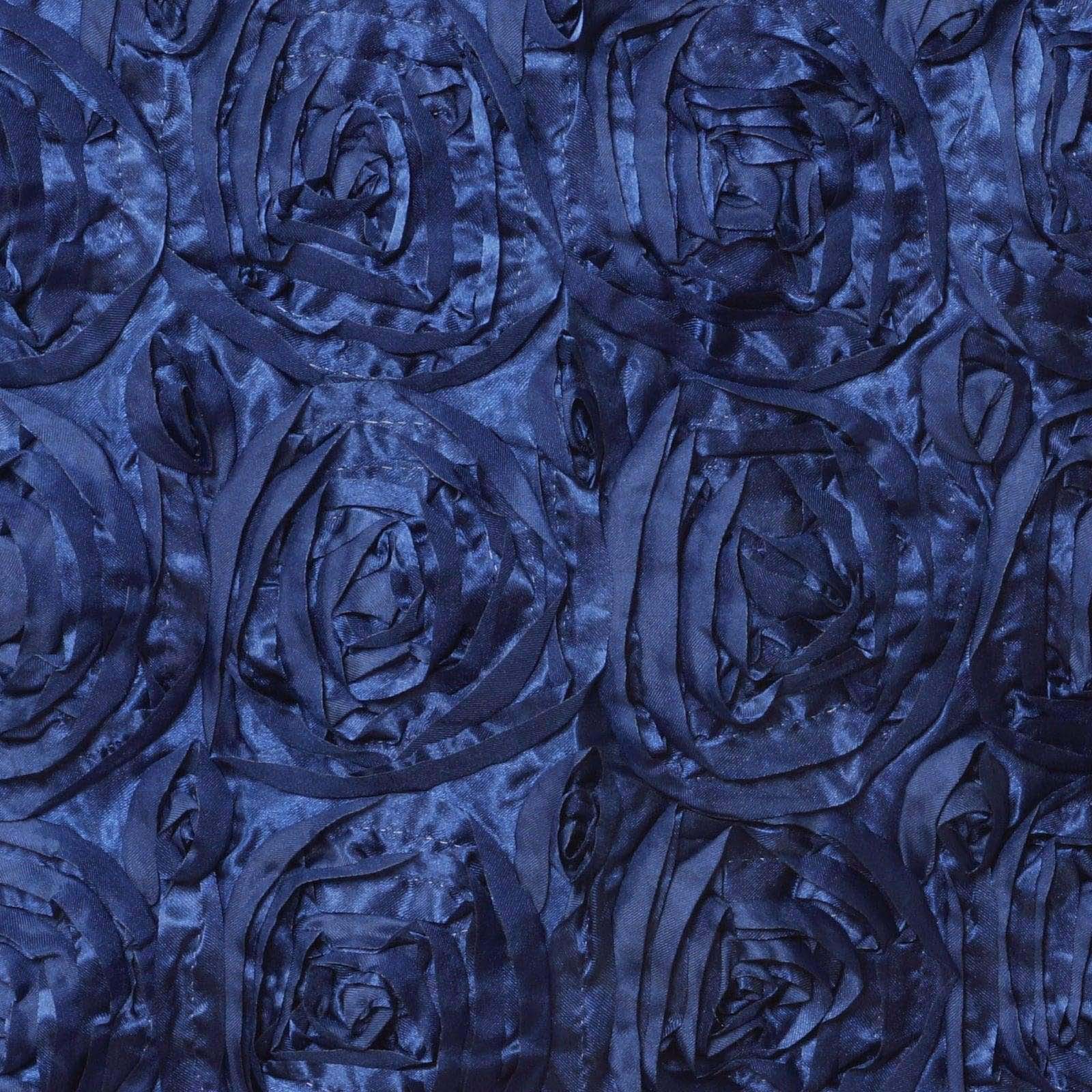 Satin Rosette Chair Cover for Banquet Chairs Navy Blue - Stretch Fitted Slip - On Slipcover - Linen Luxes