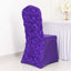 Satin Rosette Chair Cover for Banquet Chairs Purple - Stretch Fitted Slip - On Slipcover - Linen Luxes