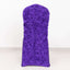 Satin Rosette Chair Cover for Banquet Chairs Purple - Stretch Fitted Slip - On Slipcover - Linen Luxes