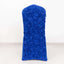 Satin Rosette Chair Cover for Banquet Chairs Royal Blue - Stretch Fitted Slip - On Slipcover - Linen Luxes