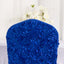 Satin Rosette Chair Cover for Banquet Chairs Royal Blue - Stretch Fitted Slip - On Slipcover - Linen Luxes