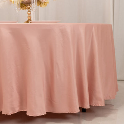 Lamour Satin 108" Round Tablecloth Dusty Rose - Durable & Silk-Like Table Cover