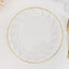 10-Pack Plastic 10" Round Dinner Plates in Clear with Gold Flair Rim - Disposable Party Plates for Upscale Banquets & Special Occasions