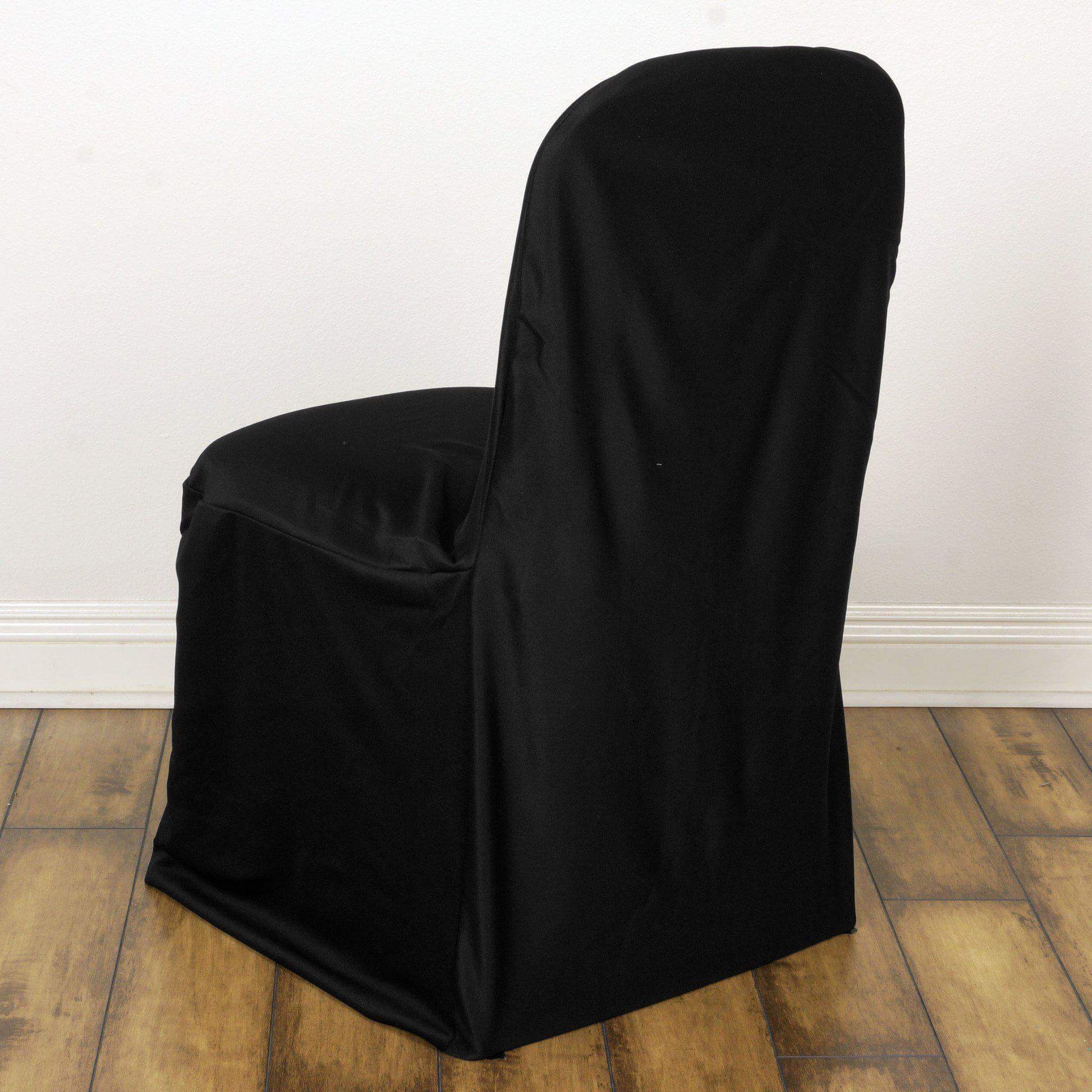 Scuba Stretch Chair Cover Black for Banquet Chairs Slim Fit Design - Wrinkle Free and Durable Slipcover - Linen Luxes
