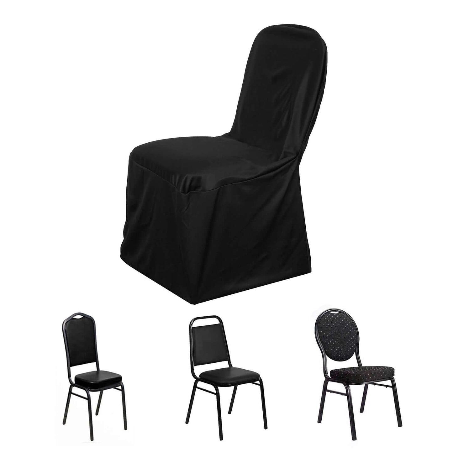 Scuba Stretch Chair Cover Black for Banquet Chairs Slim Fit Design - Wrinkle Free and Durable Slipcover - Linen Luxes