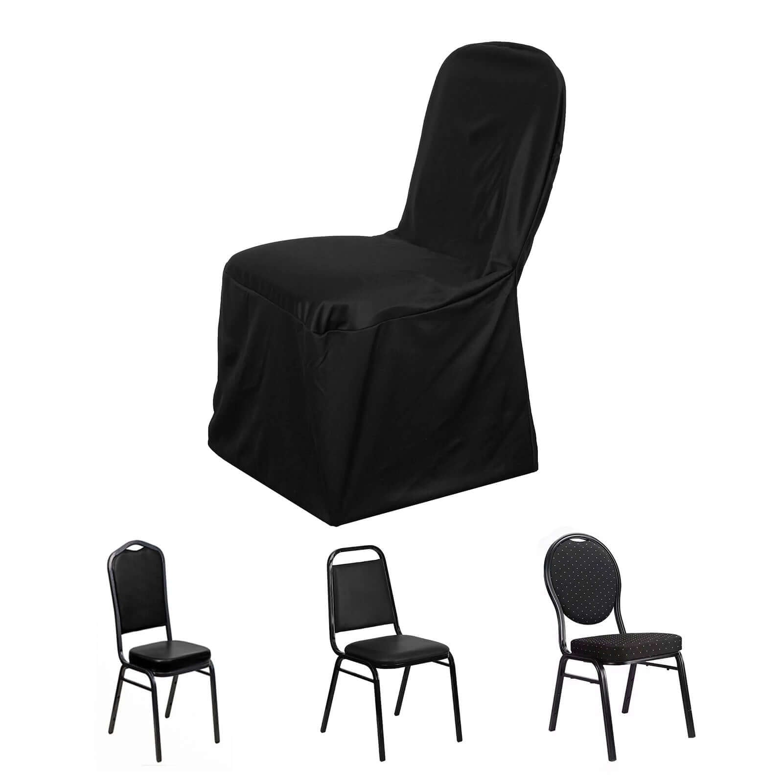 Scuba Stretch Chair Cover Black for Banquet Chairs Slim Fit Design - Wrinkle Free and Durable Slipcover - Linen Luxes