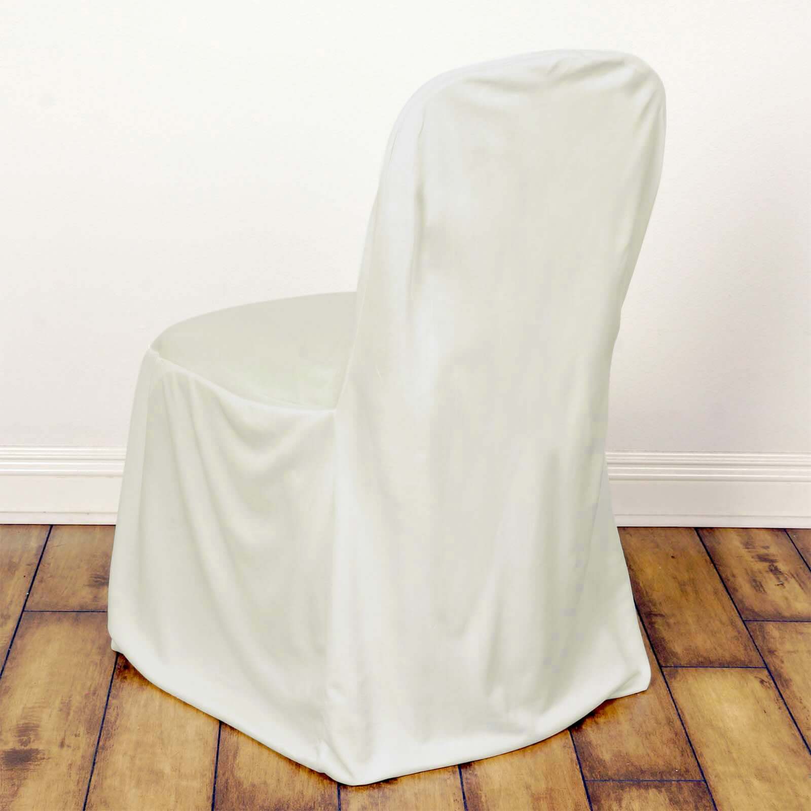Scuba Stretch Chair Cover Ivory for Banquet Chairs Slim Fit Design - Wrinkle Free and Durable Slipcover - Linen Luxes
