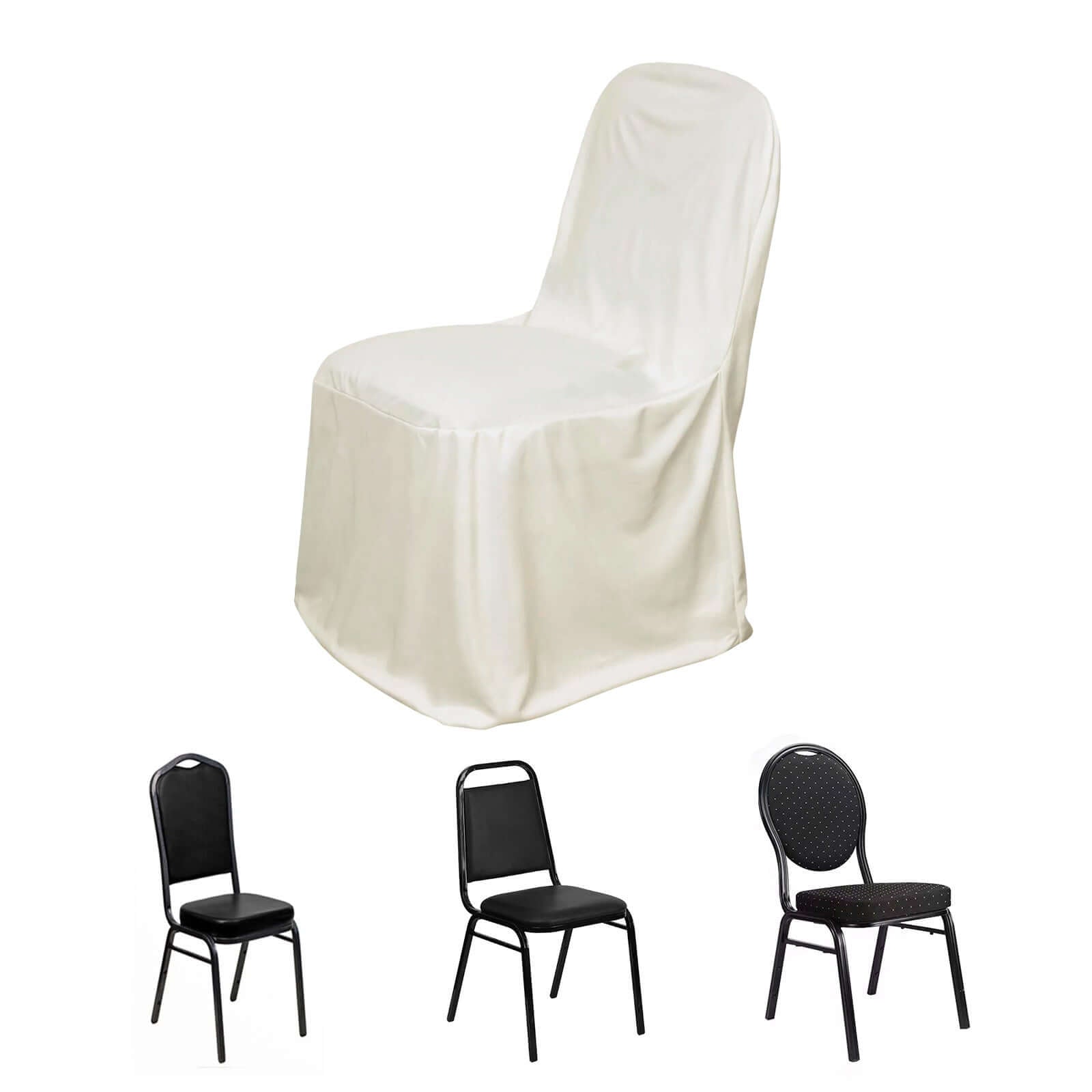 Scuba Stretch Chair Cover Ivory for Banquet Chairs Slim Fit Design - Wrinkle Free and Durable Slipcover - Linen Luxes