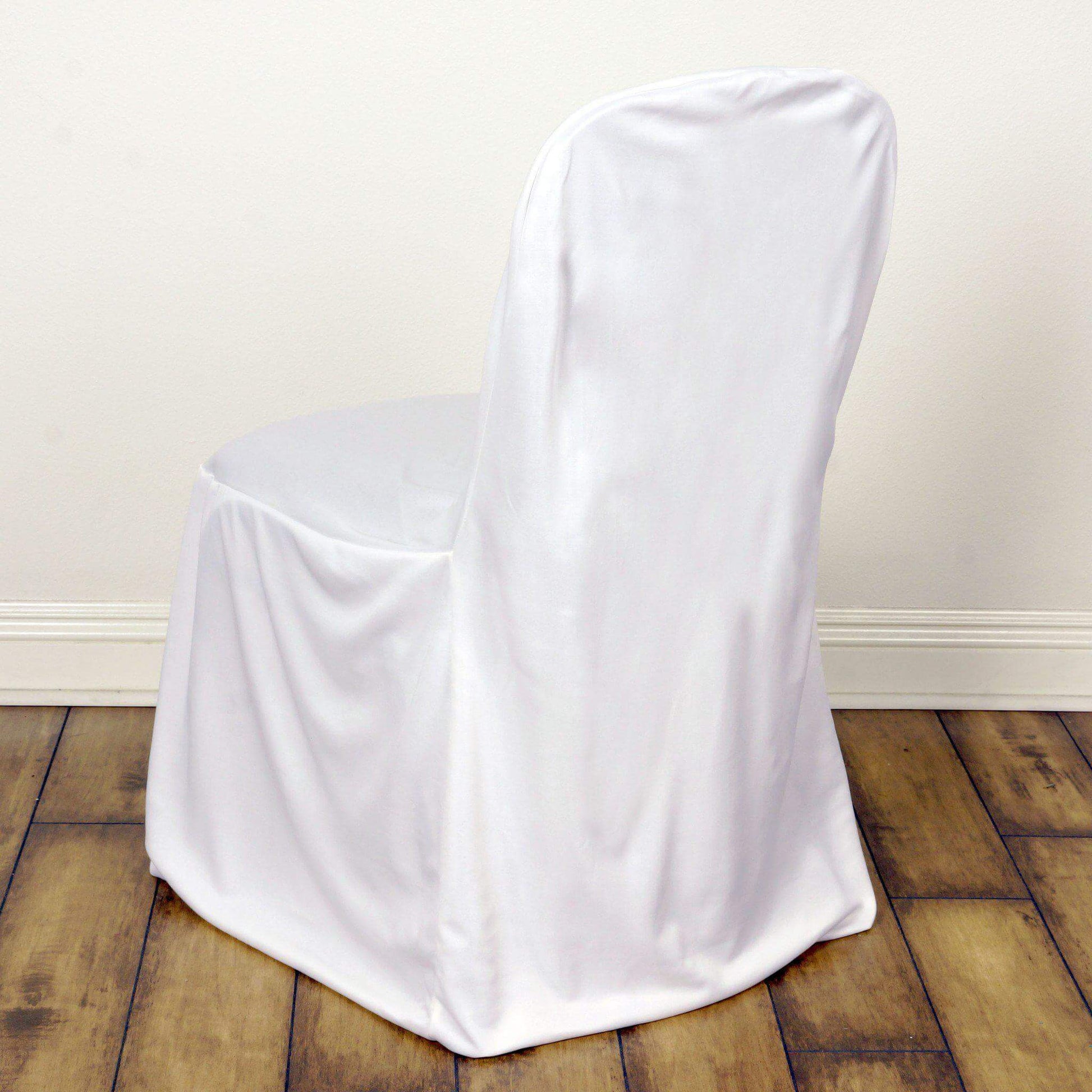 Scuba Stretch Chair Cover White for Banquet Chairs Slim Fit Design - Wrinkle Free and Durable Slipcover for Hotels, Parties & Ceremonies - Linen Luxes