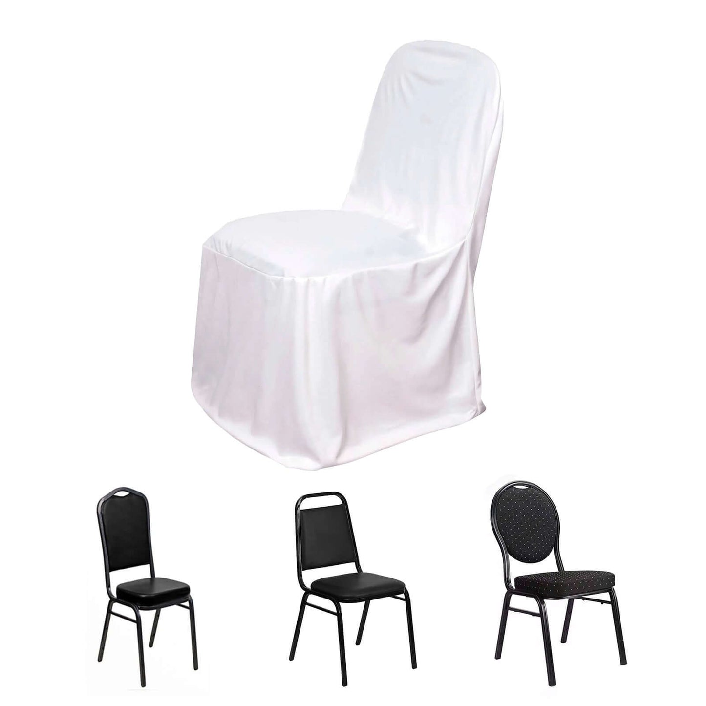 Scuba Stretch Chair Cover White for Banquet Chairs Slim Fit Design - Wrinkle Free and Durable Slipcover for Hotels, Parties & Ceremonies - Linen Luxes