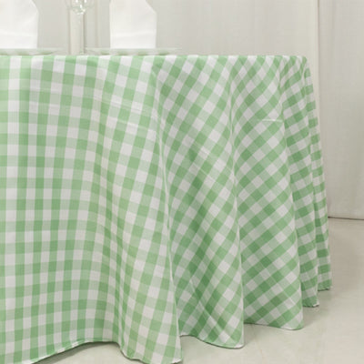 Polyester 120" Round Tablecloth White/Sage Green Seamless - Checkered Buffalo Plaid Table Cover