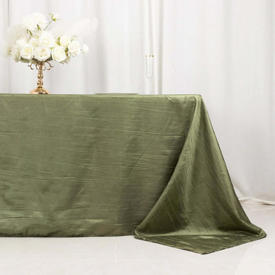 Taffeta 90"x132" Rectangle Tablecloth Dusty Sage Green - Seamless Accordion Crinkle Table Cover