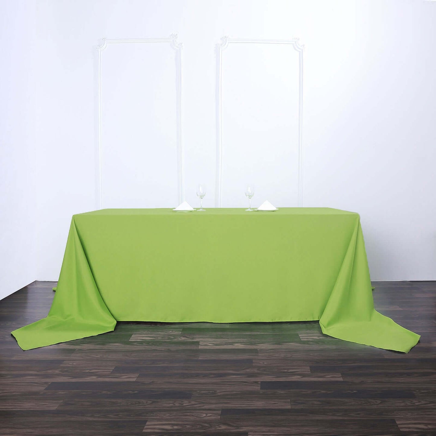 Polyester 90"x156" Rectangle Tablecloth Apple Green - Seamless Wrinkle-Resistant Table Cover