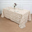 Satin 90"x132" Rectangle Tablecloth Beige - Grandiose 3D Rosette Seamless Table Cover