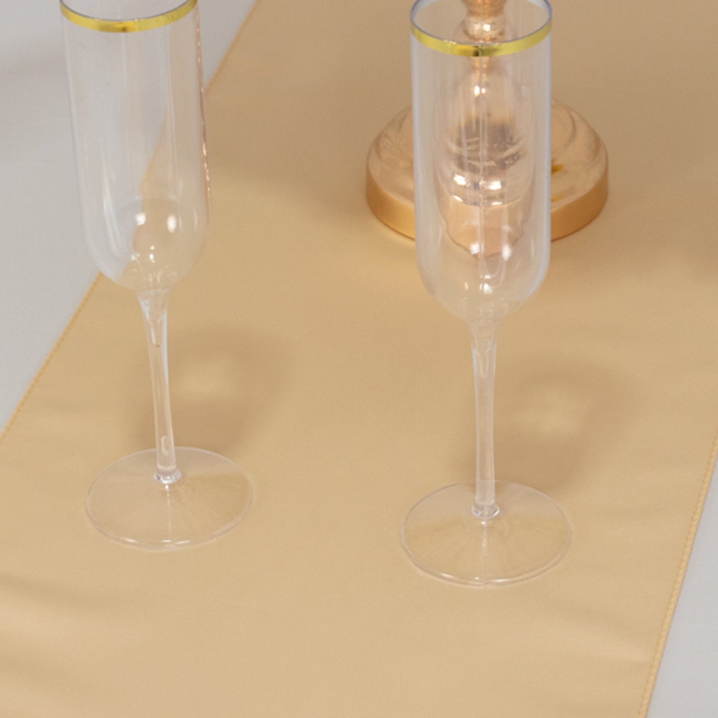 Lamour Satin 12"x108" Table Runner Beige - Smooth & Lustrous Finish