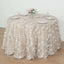 Taffeta 120" Round Tablecloth Beige | 3D Leaf Petal Design Seamless Table Cover for Chic Wedding & Event Decor